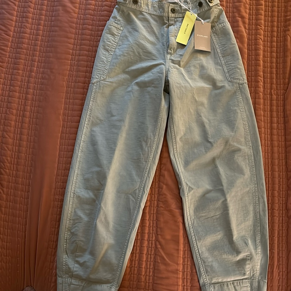 EVERLANE Fatigue Gray Green Barrel Pant NWT